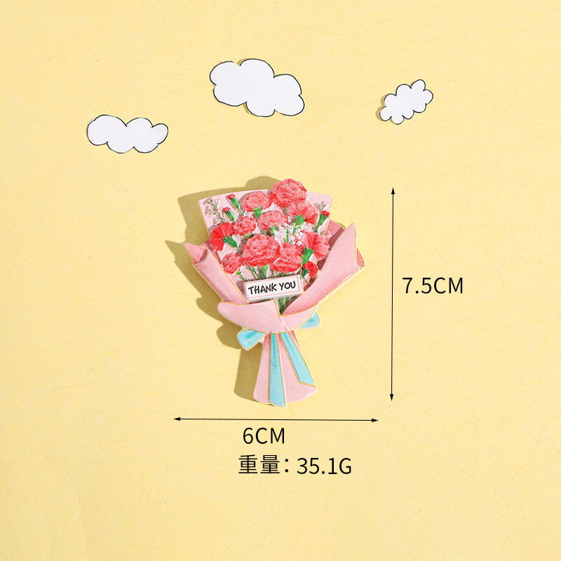 创意花朵树脂冰箱贴立体磁力贴卡通磁铁吸铁石圣诞装饰 一束康乃馨