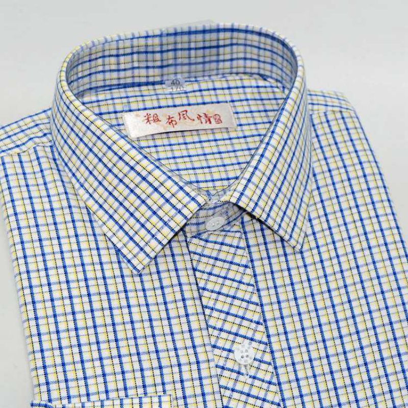 喵畅粗布风情男士衬衫新款老长袖衬衣中老年爸爸休闲格子男装上衣