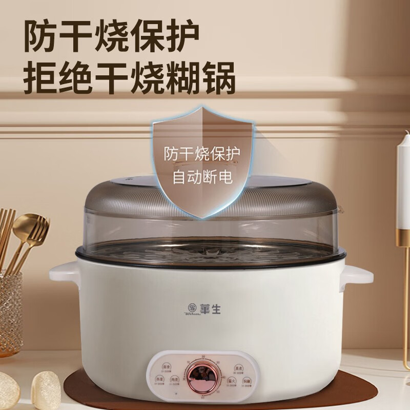 华生家用多功能锅电蒸锅电煮锅电火锅多用途锅双层单层蒸包子锅电锅大容量定时不粘可拆洗不锈钢蒸盘 8L 【直径36CM】【不粘内胆 +可定时】 电蒸锅