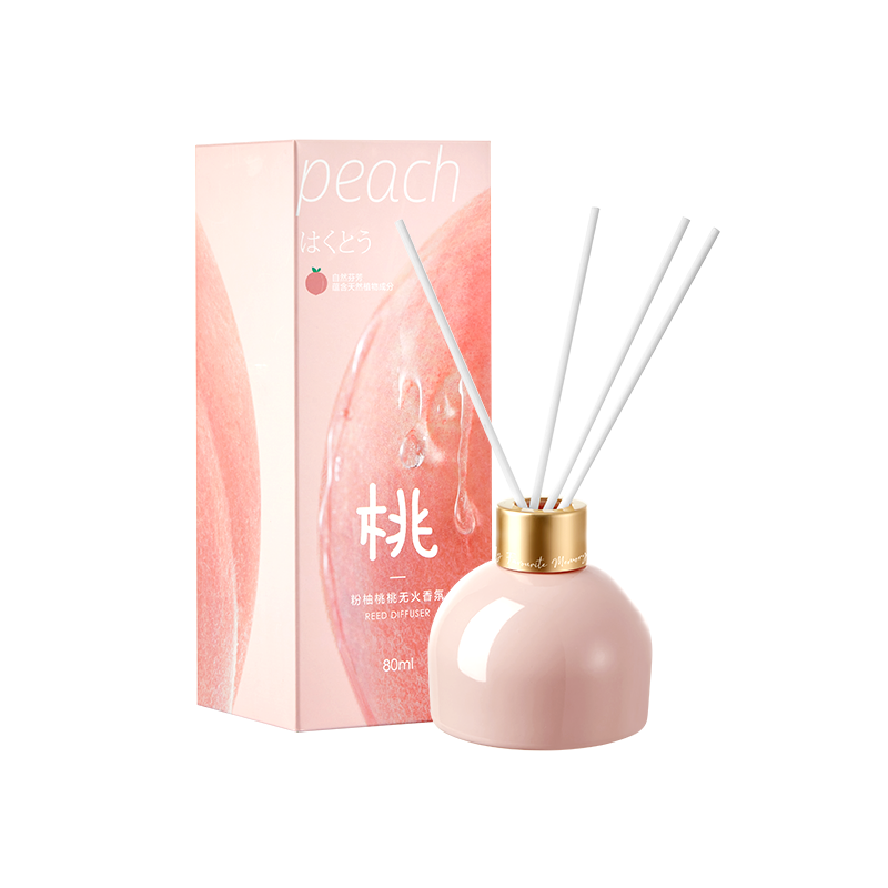 网易严选 香薰 无火香氛 粉柚桃桃限定家用室内卧室香氛藤条香熏瓶卫生间厕所除臭空气清新剂 桃汁妖妖80ml