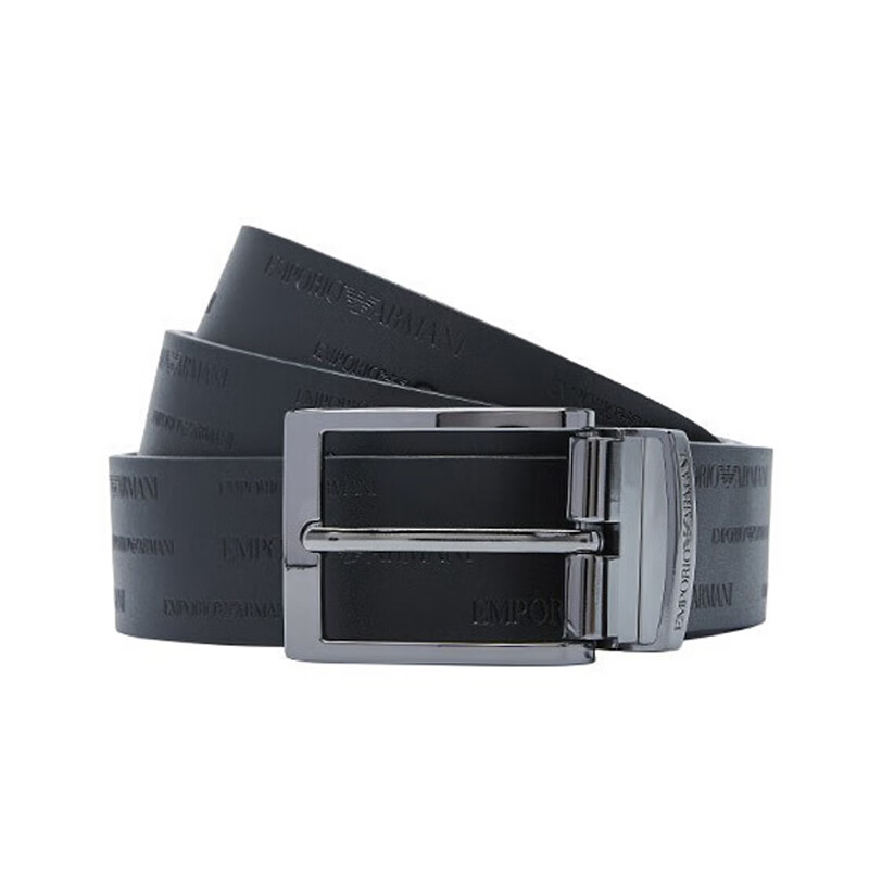安普里奥·阿玛尼 emporio armani 男士黑色棕色印logo皮革针扣皮带