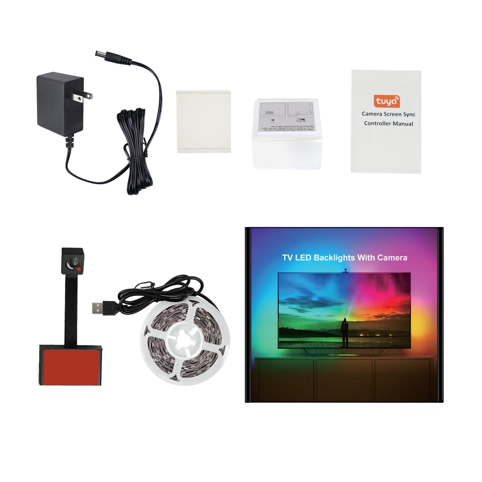 旭杉斯tuya涂鸦电视背景灯同步led灯带摄像头抓取 取色器rgb全域幻彩