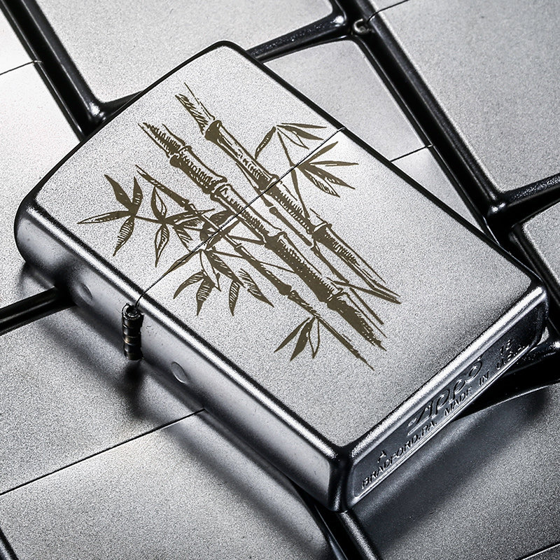 zippo打火机 经典磨砂竹子步步高升幸运四叶草 zp爱情祝福礼品 富贵竹