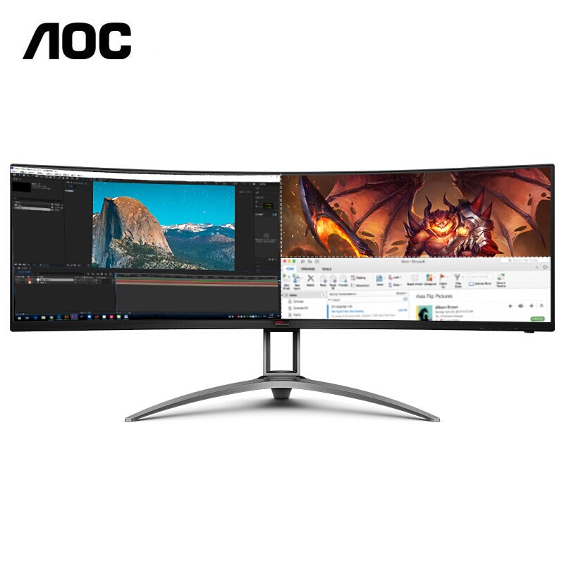 AOC 显示器 爱攻49英寸  1ms响应 HDR400 32:9 超宽曲面带鱼屏 DQHD 广色域 AG493UCX2/165Hz/USB C接口