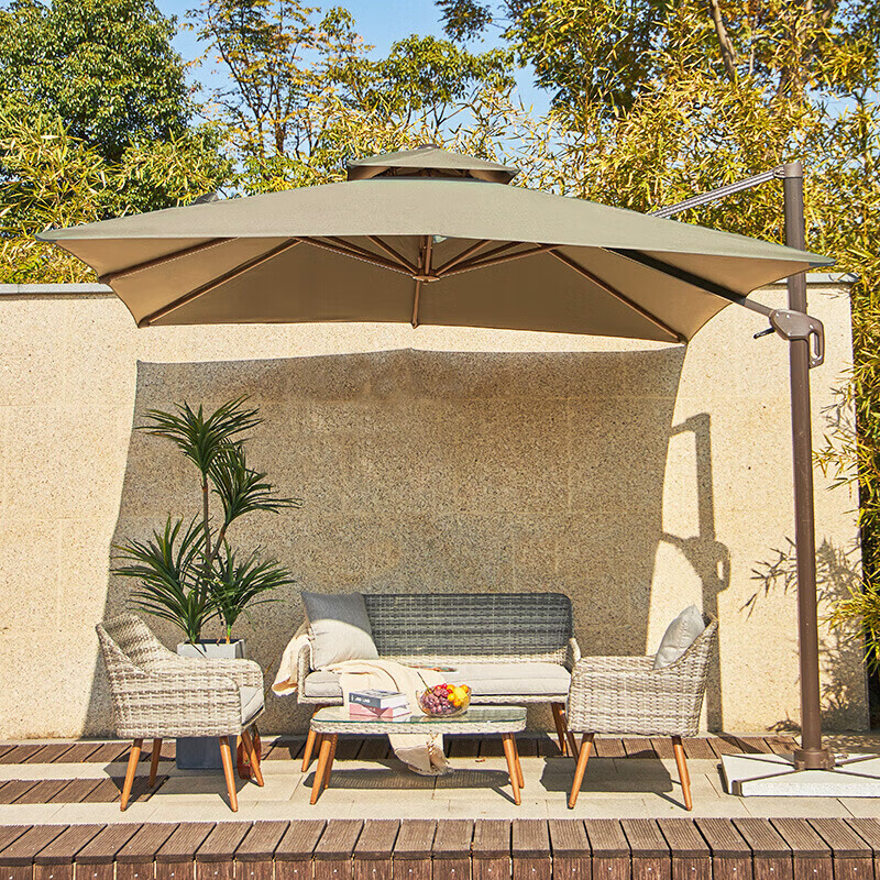 野人谷 戶外遮陽(yáng)傘大太陽(yáng)傘2.5米方形羅馬傘室外露臺(tái)傘陽(yáng)臺(tái)傘別墅花園傘