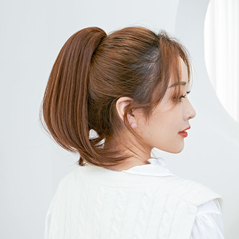 唐妮  抓夹式短马尾假发女假发尾微卷内扣卷发自然无痕网红高马尾辫