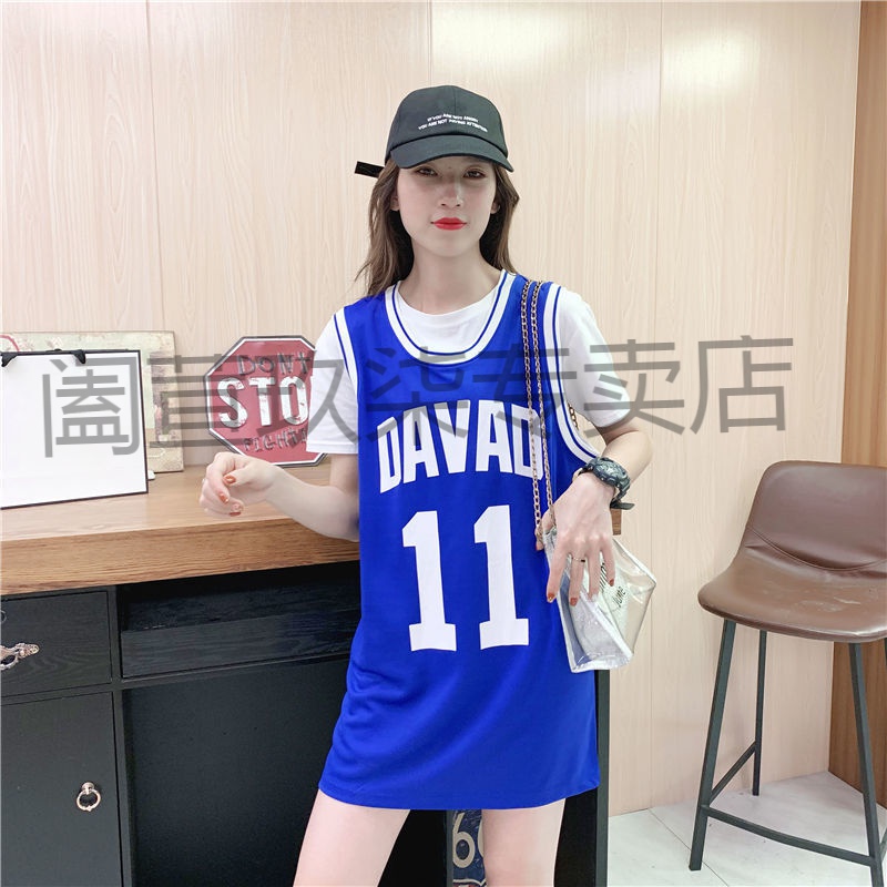 阖荁女生球衣 中长款盖屁股女生篮球服女韩版套装运动