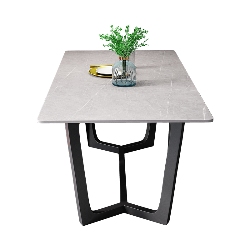 叶帆家具岩板餐桌椅组合套装意式极简五金中小户型餐厅饭桌现代简约家用餐桌 雪山白 1.4米单餐桌