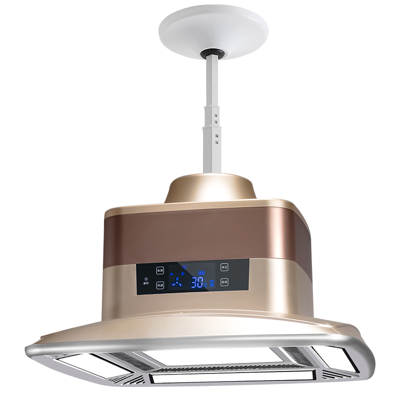 韓強麻將燈棋牌室空氣吸煙凈化器遙控自動升降吊燈智能家居凈化燈 高配版大五燈_香檳金_智能煙感