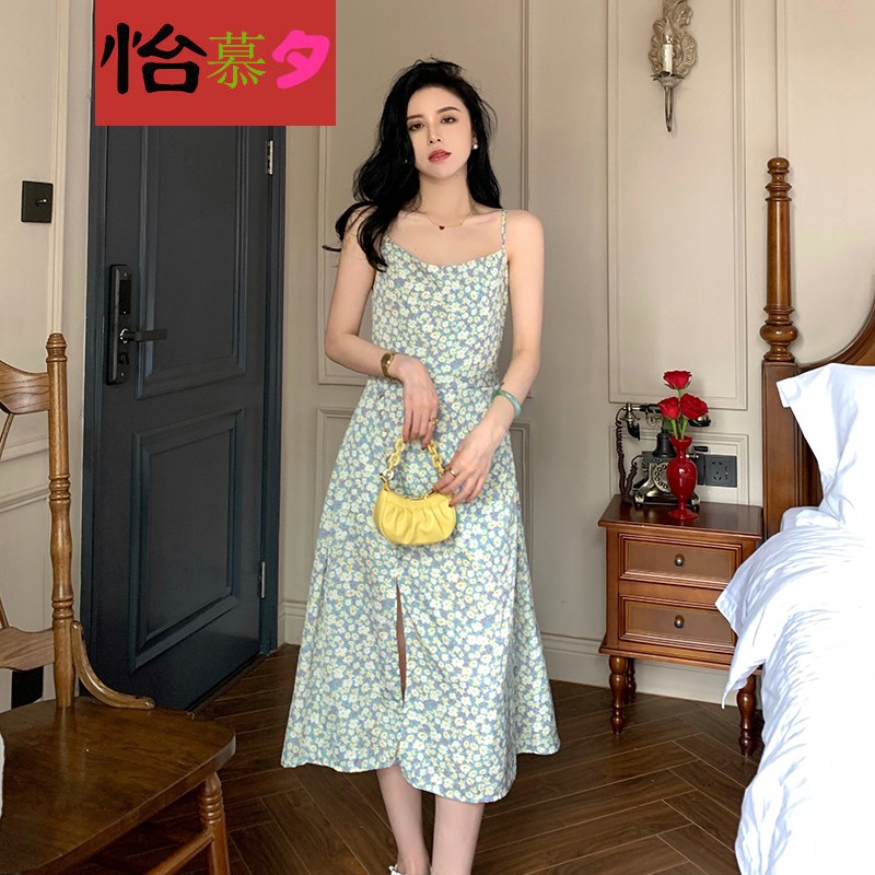 怡慕夕夏季法式复古茶歇长裙高端可甜可盐裙子女生穿