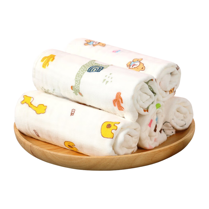 洁丽雅（Grace）婴儿小毛巾A类 6层纱布口水巾儿童宝宝洗脸小方巾 5条装