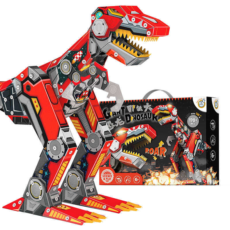 那么大恐龙 霸王龙手工组装发光发声儿童玩具男孩女孩diy早教启智拼装