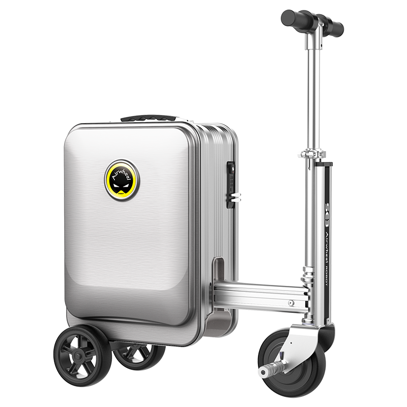 Airwheel爱尔威电动伸缩行李箱可骑行登机箱小型代步旅行箱智能儿童箱可坐 20寸青春版-银