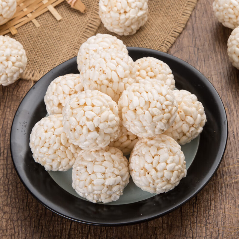大米花球500g米花团米花糖炒米花球形爆米花酥糕点小零食 大米球500g