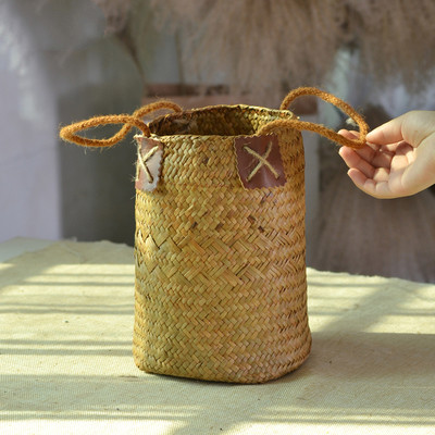 米聆 天然麦穗干花套装草编花篮花器花瓶小麦芦苇稻谷开业家居装饰摆