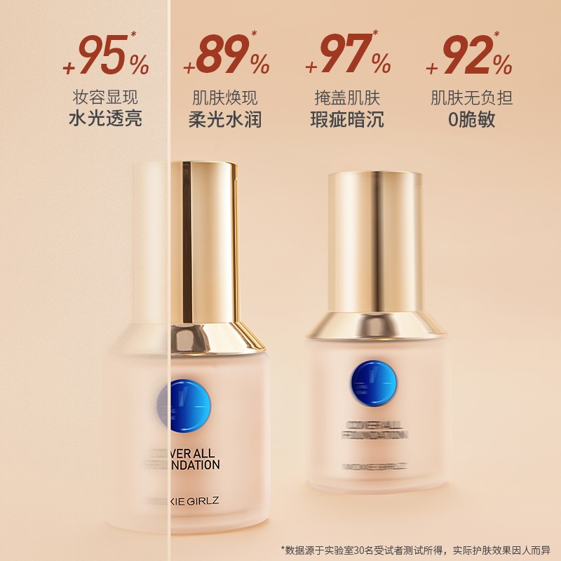 【2瓶装】Moxie Girlz蓝盾粉底液遮瑕干油皮持久提亮轻薄控油定妆敏感肌粉底 象牙色（适合偏黄肤色）