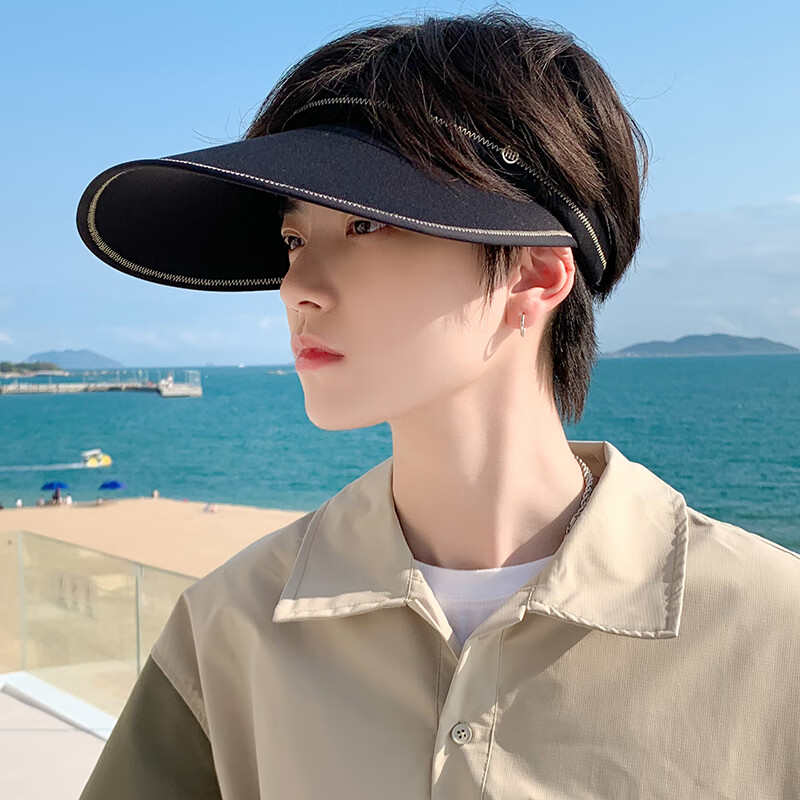 奥若文轻薄透气空顶防晒太阳帽男 防晒帽子男士夏季遮脸大檐遮阳帽