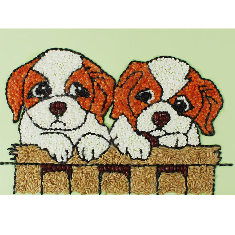 五谷杂粮贴画豆子粘贴画手工材料包小学生可定制8/3成品 沙漠