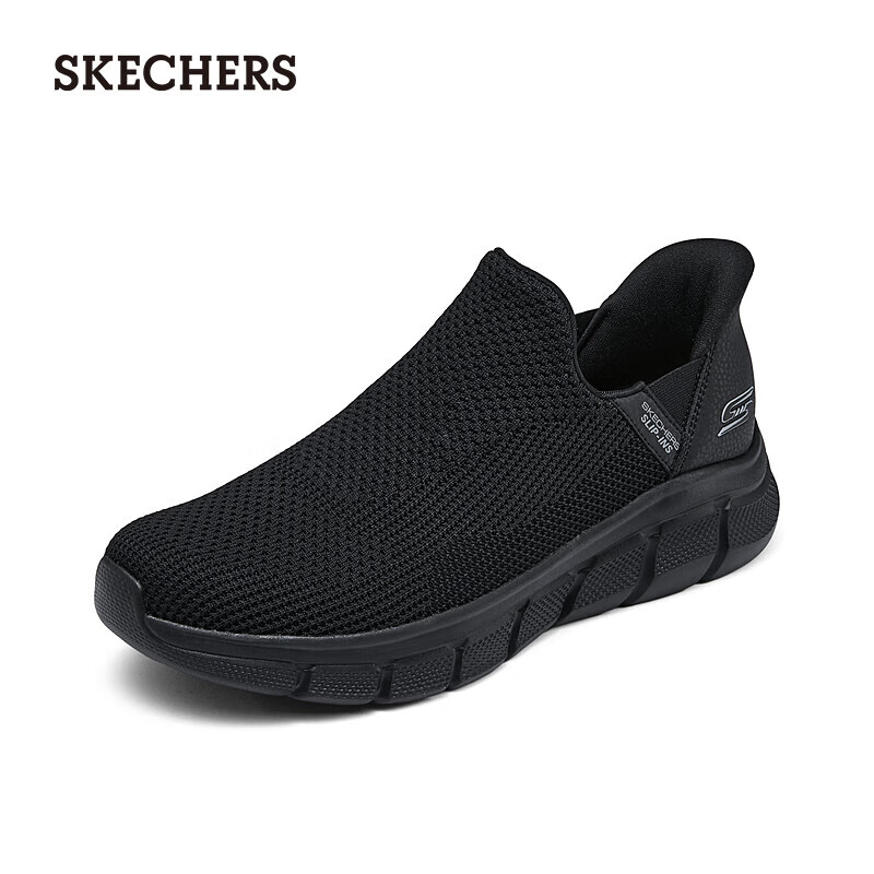 斯凯奇（Skechers）男鞋slip ins闪穿一脚蹬网面鞋健步鞋118306 全黑色/BBK 44