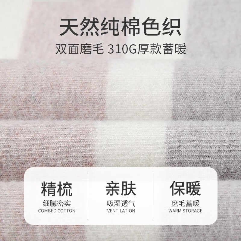 新一步(XINYIBU)舒绒纯棉条纹保暖内衣女士秋冬抗菌抗静电中老年加厚秋衣秋裤套装 1961彩纱杏 M 建议155-160cm,80-100斤