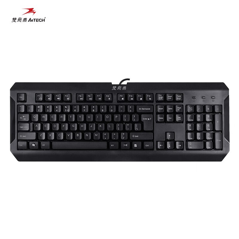 双飞燕（A4TECH）K-100 有线键盘 办公打字用台式电脑笔记本外接薄膜防水溅键盘 USB接口 黑色