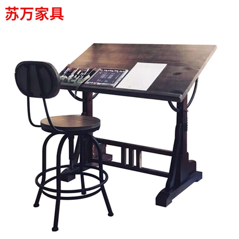 古梵枫绘图桌美术生专用绘画桌绘画桌绘图桌子设计师画图桌实木书 单边小号长100宽60高80 否