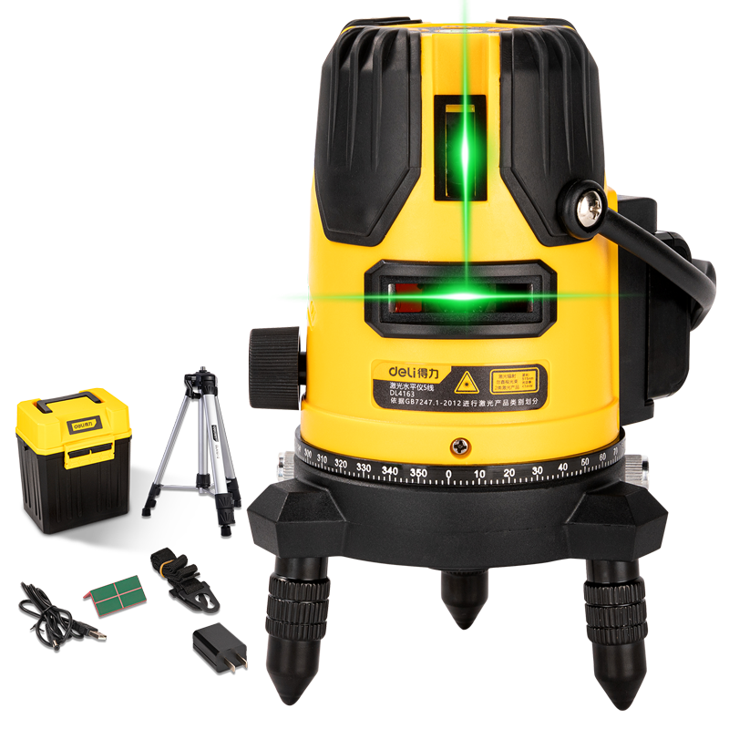 得力(deli) 绿光水平仪激光5线红外线水平仪强光打线投线仪 标线仪