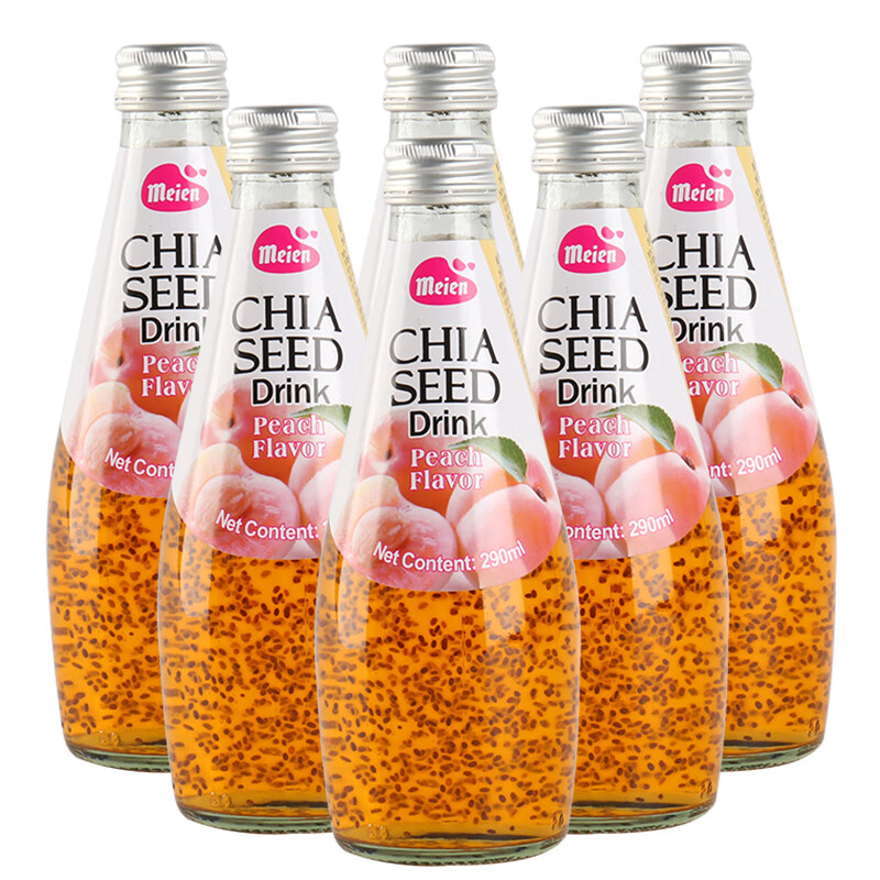 奇亚籽泰国进口美恩可可优奇亚籽果汁饮料 290ml 6瓶 1箱 蜜桃