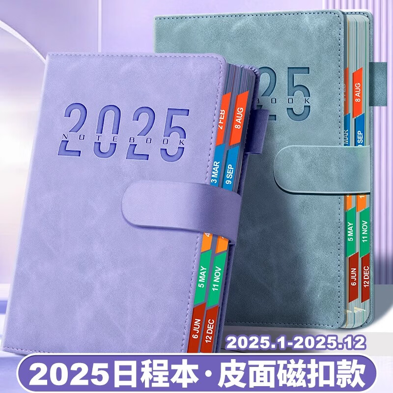 四季年华 2025年A5日程本计划本日历本商务自律打卡本时间管理365天效率手册表每日办公日记 淡紫·1本·2025年1月-2025年12月