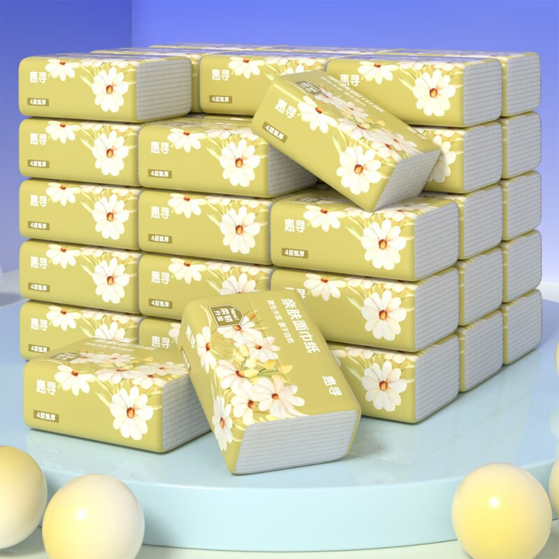 惠寻抽纸京东自有品牌纸巾家用餐巾纸 体验6包【120×175mm×300张】