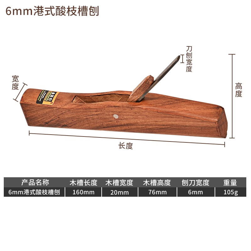 木井方（Mujingfang）木工刨槽刨木刨邊刨圓槽圓棒刨子修邊刨木手工DIY工具木匠 港式槽刨6mm