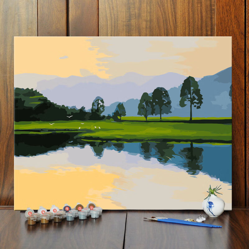 润华年diy数字油画填充风景画家居饰品手工绘卧室客厅装饰油彩画 高山