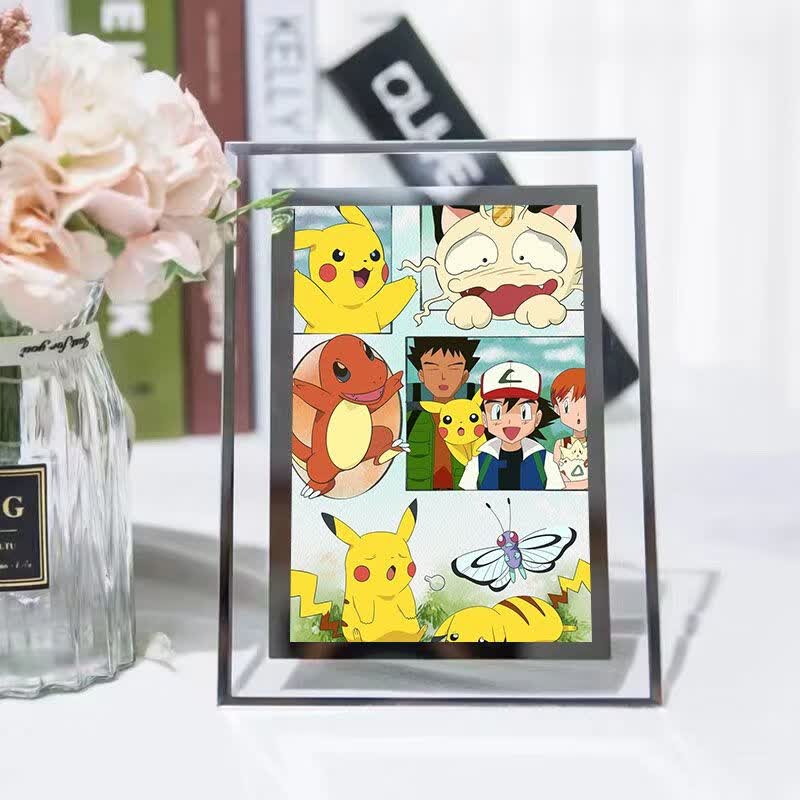 好沐音(haomuyin)神奇动漫周边小智皮卡丘精灵宝可梦桌面摆件水晶相框