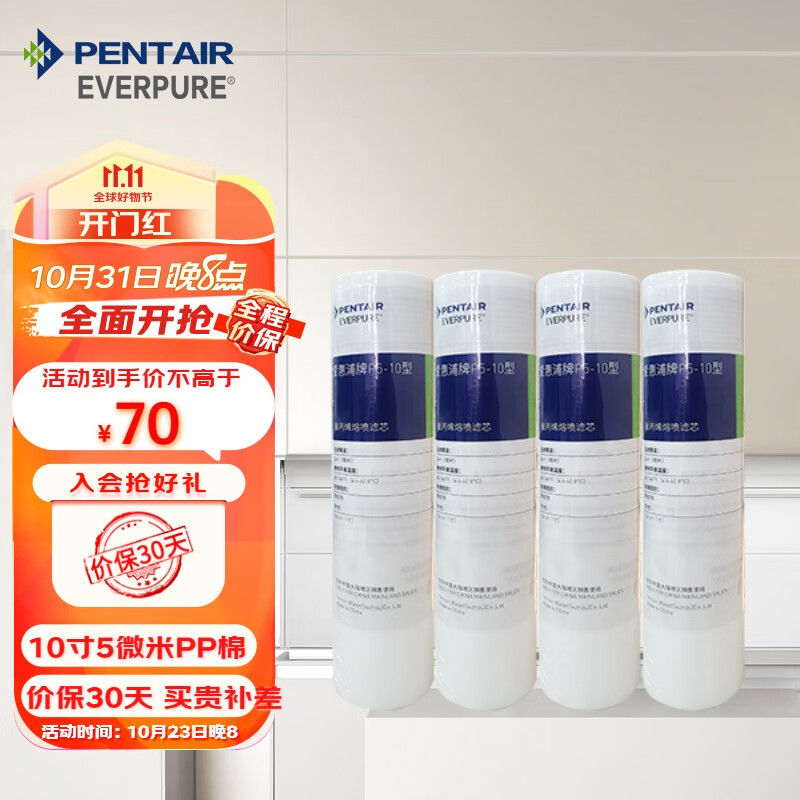 爱惠浦(Everpure)家用厨下 10吋/5微米 前置过滤各品牌通用净水器 PP棉滤芯4支装高性价比高么?