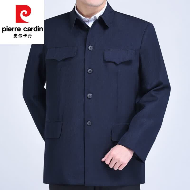 皮尔卡丹（pierre cardin）品牌商务中山装外套军便装上衣中老年翻领爸爸装中式服装老人中山 蓝黑色 72【100-120斤】高性价比高么？