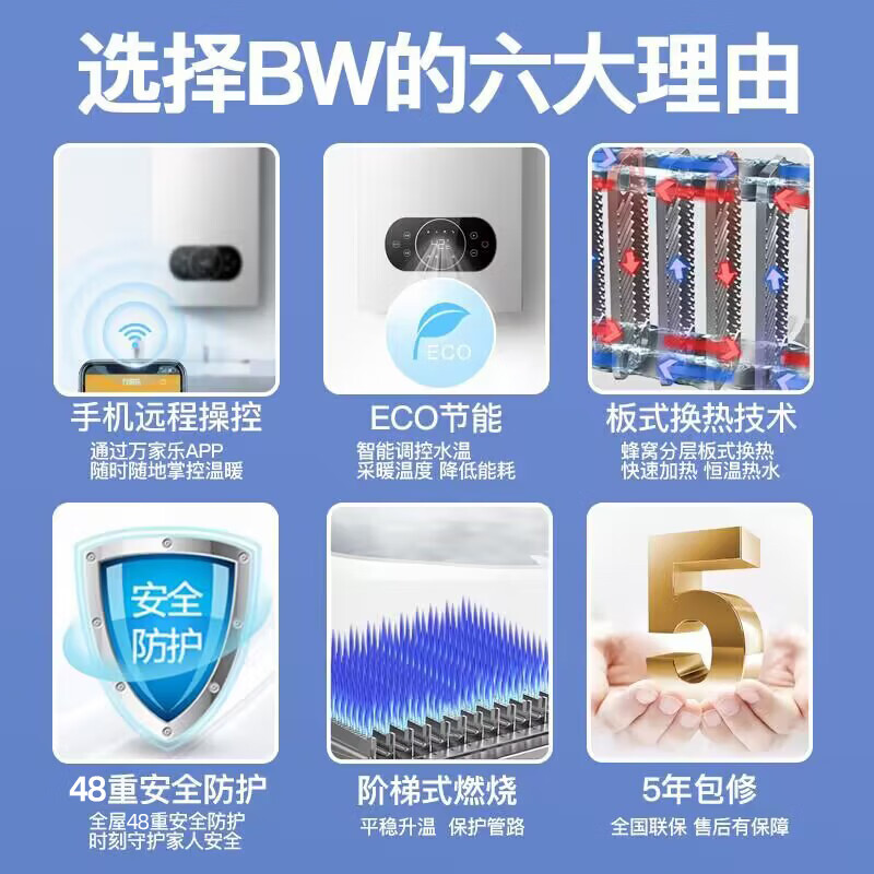 万家乐 采暖洗浴两用热水炉 燃气热水器 WIFI智控 ECO节能 板式换热 多重安防家用壁挂炉 18BW节能WIFI-20KW(60-120平方）