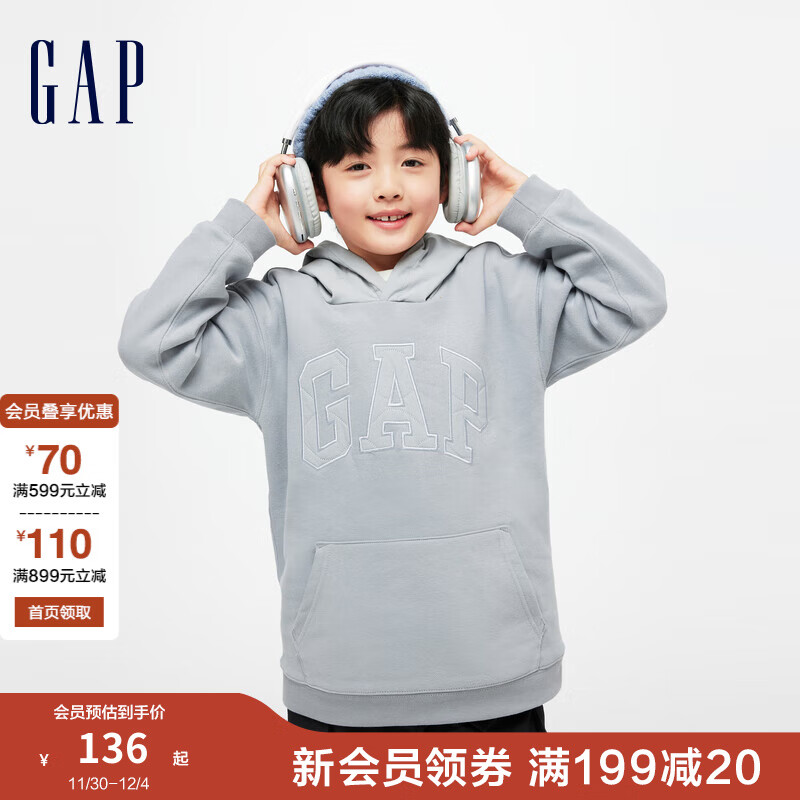 Gap��ͯ������LOGO̼����ĥץ������836852��ͯװ��ñ�� ��ɫ 160cm(XL)���޳���