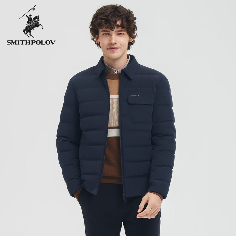 斯密特保罗（SMITHPOLOV）【鸭绒】【衬衫羽绒服】男款2024冬季新款中青年外套羽绒外套 藏青色 46