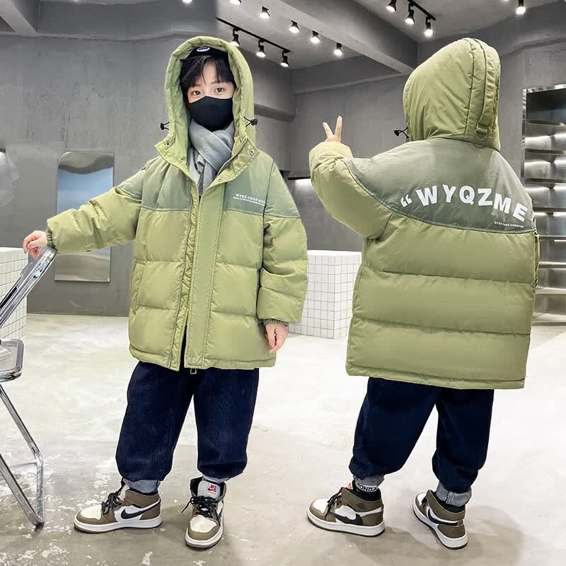 卡兔蓝猫童装男童棉衣秋冬款加厚保暖儿童羽绒棉服中大童棉袄冬装夹棉外套 抹茶绿 120