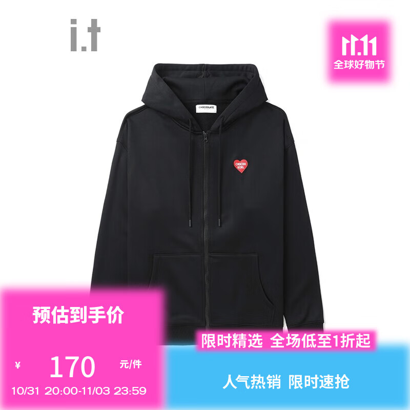 :CHOCOOLATE it 情侣款拉链连帽卫衣男2023秋季新款舒适休闲SWU08L BKX/黑色 L怎么样,好用不?