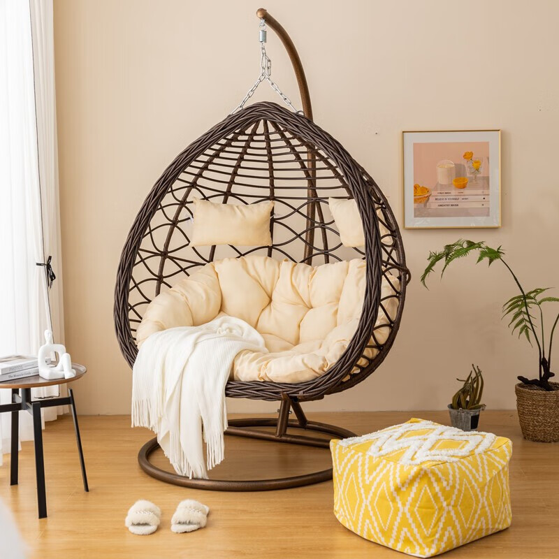 野人谷 双人吊椅阳台摇篮椅室内秋千单人懒人摇椅卧室家用吊篮藤椅