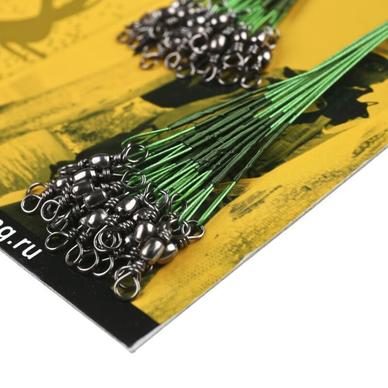 骁洋路亚前导线防咬钢丝鱼线60只/板成品连接器海钓导线用子线 草绿色