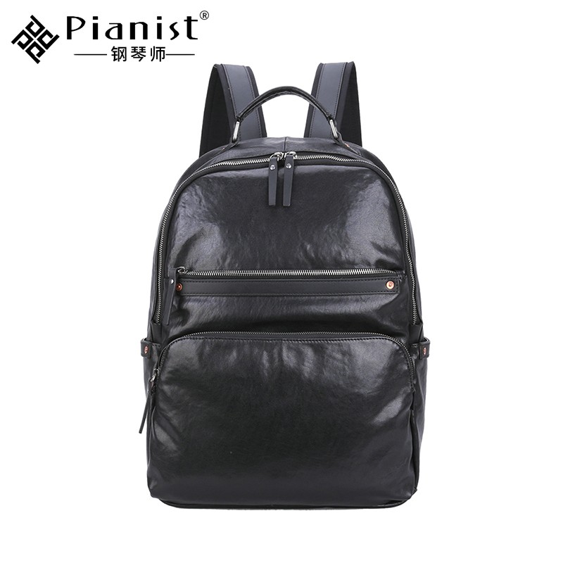 钢琴师真皮双肩包男17吋电脑包通勤大容量皮质商务男包出差男士牛皮