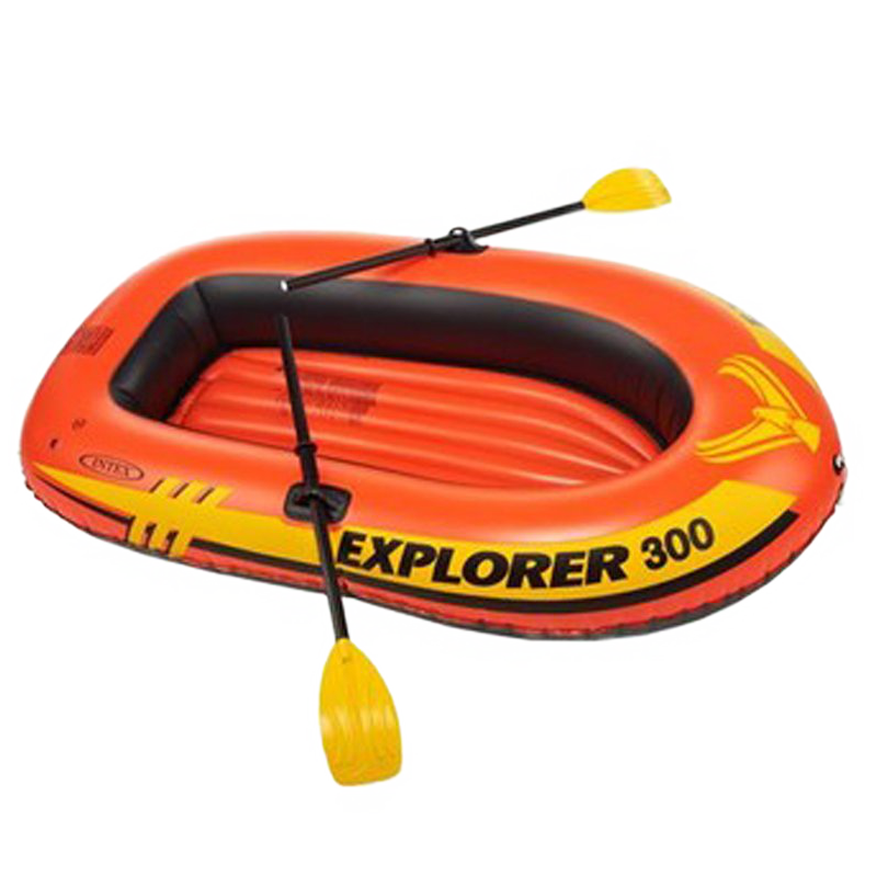 INTEX 新58332探险者三人充气船 钓鱼船橡皮艇皮划艇儿童玩具礼物 送船浆打气泵211*117*41cm