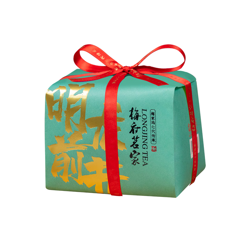 梅府茗家绿茶钱塘龙井茶200g2024新茶明前茶叶纸包装礼品送礼送长辈自饮