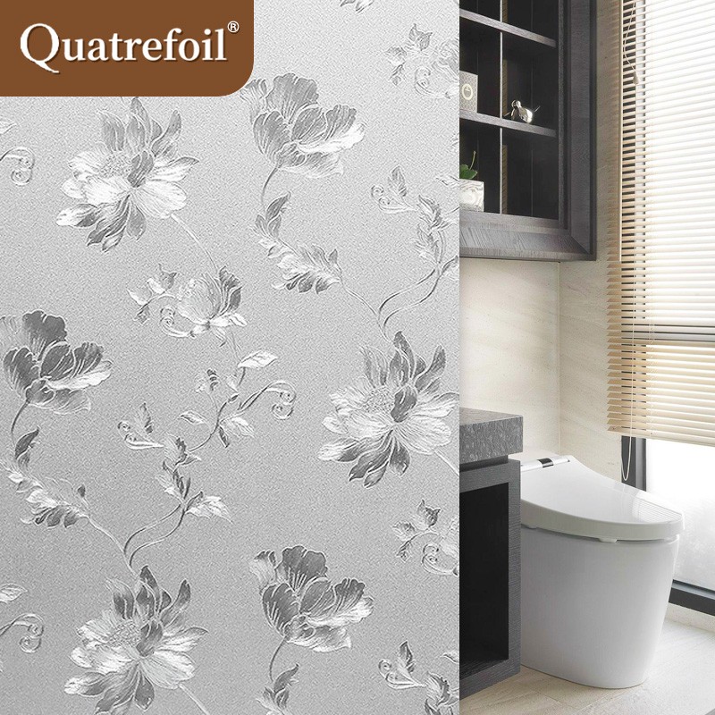 quatrefoil 印花玻璃贴纸磨砂静电无胶门窗窗户贴膜 60*200cm芙蓉花