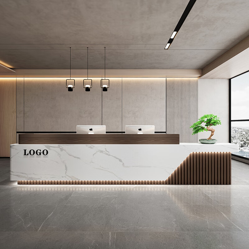 空梦轻奢中式公司前台酒店售楼部接待台培训机构美容院吧台收银台定制