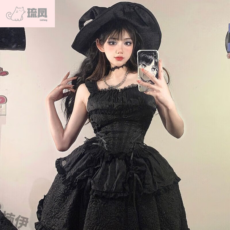琉鳳萬(wàn)圣節(jié)巫婆帽復(fù)古女巫師帽子黑色魔法師帽演出COS裝扮演出尖角帽 （女巫）尖角帽-黑色