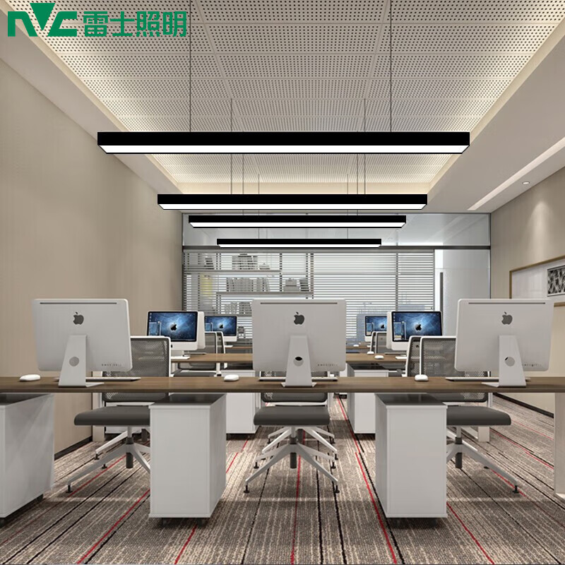 led吊线灯 办公室工程15*120cm 18w黑色灯体 正白光5700