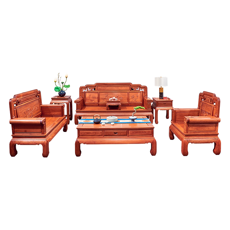 虎大师 红木家具缅甸花梨 中式古典客厅沙发组合 7件套 113七件套(三人+2单人+2角几+平几)
